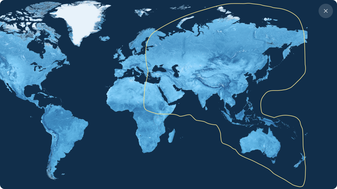 Mapa de cobertura — Ásia e Ocêania